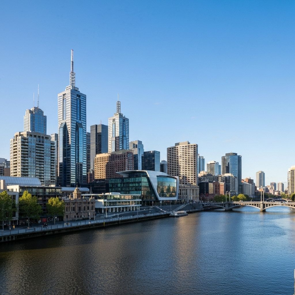 Melbourne CBD skyline with landmark buildings
